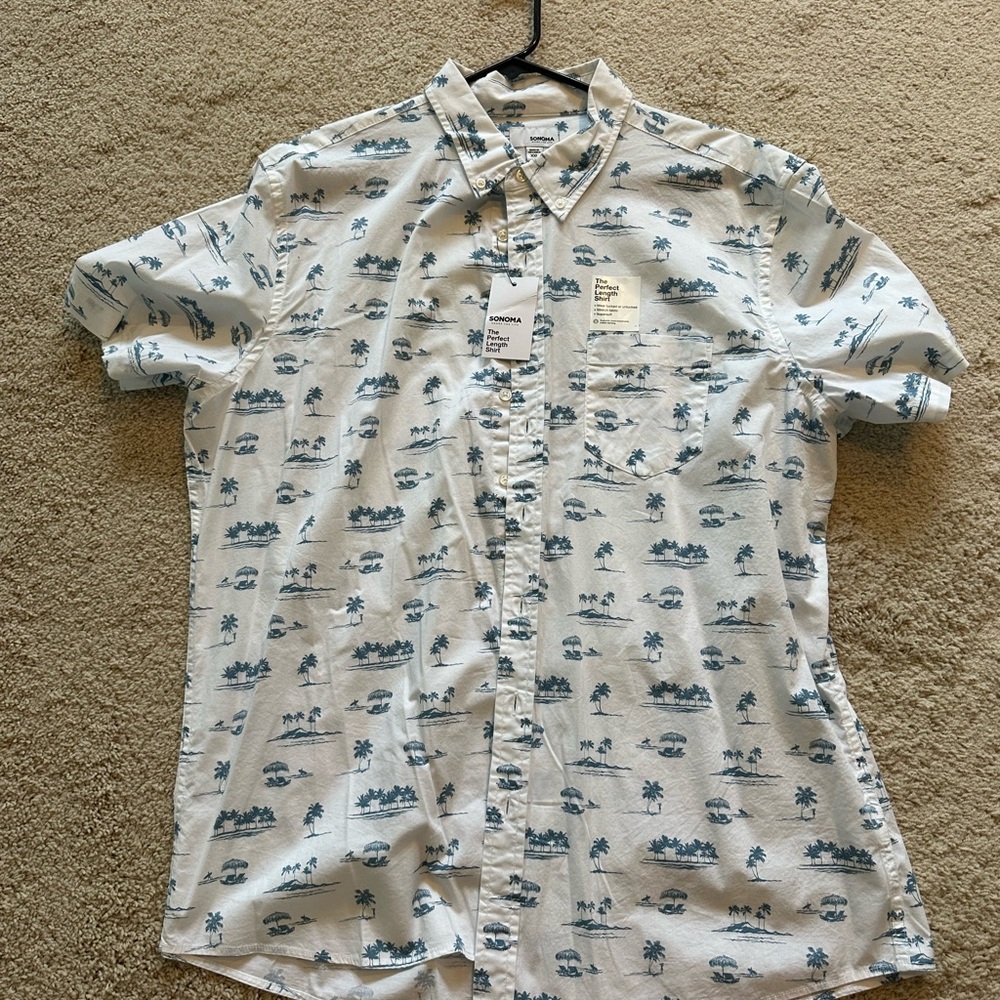 Sonoma Blue and White Casual Button Down Shirt